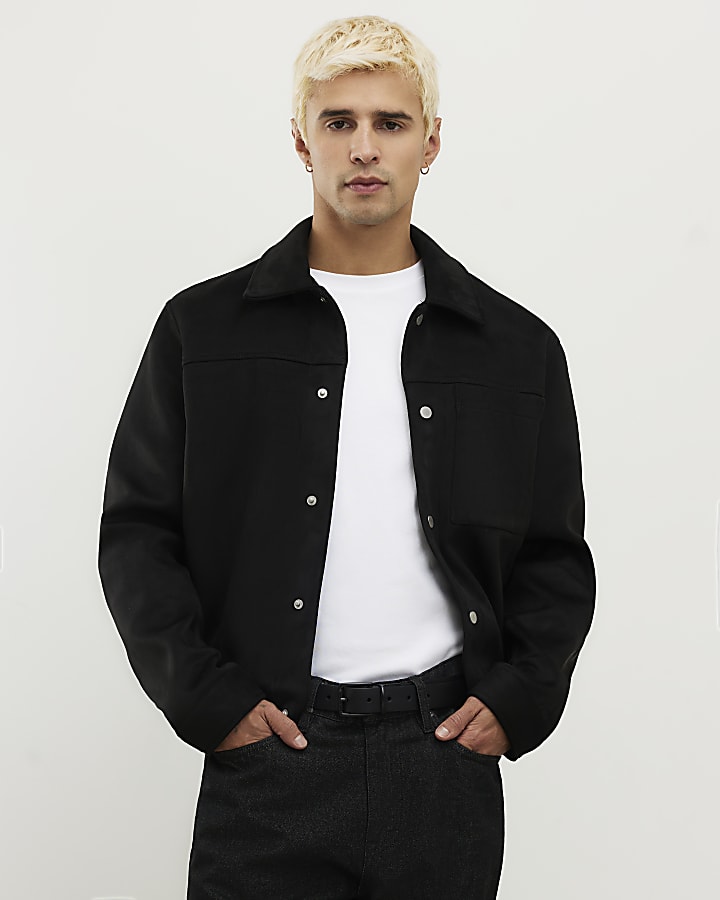 Black Faux Suedette Western Jacket