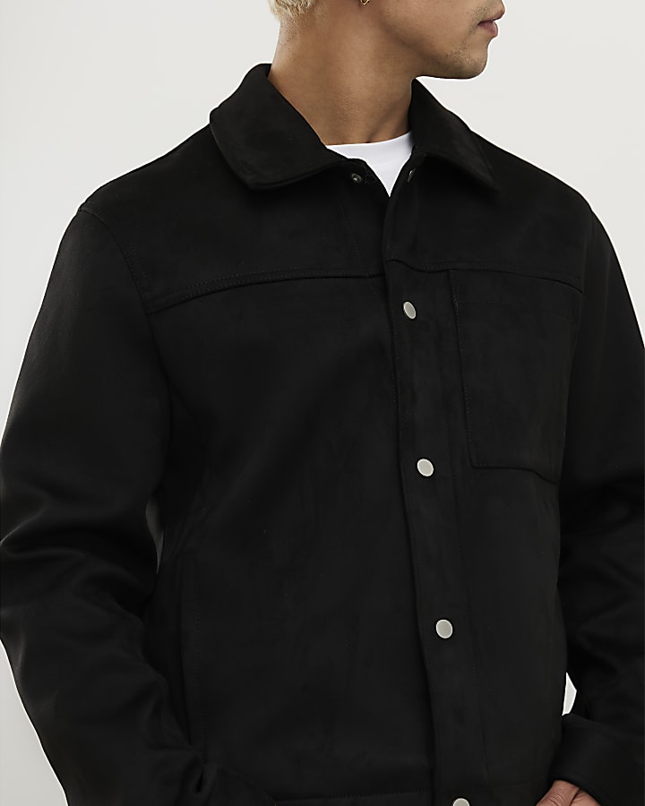 Black Faux Suedette Western Jacket