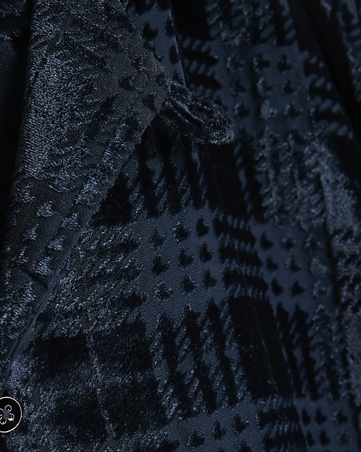 Navy Regular Fit Velour Check Shirt