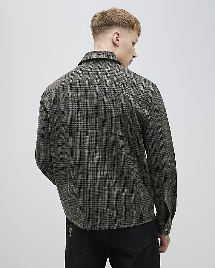 Brown Regular Fit Check Overshirt