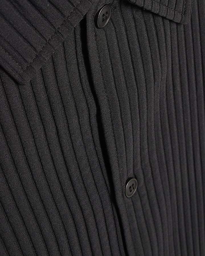 Black Boxy Fit Plisse Shirt