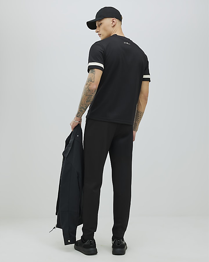 Black Slim Fit Pique Joggers