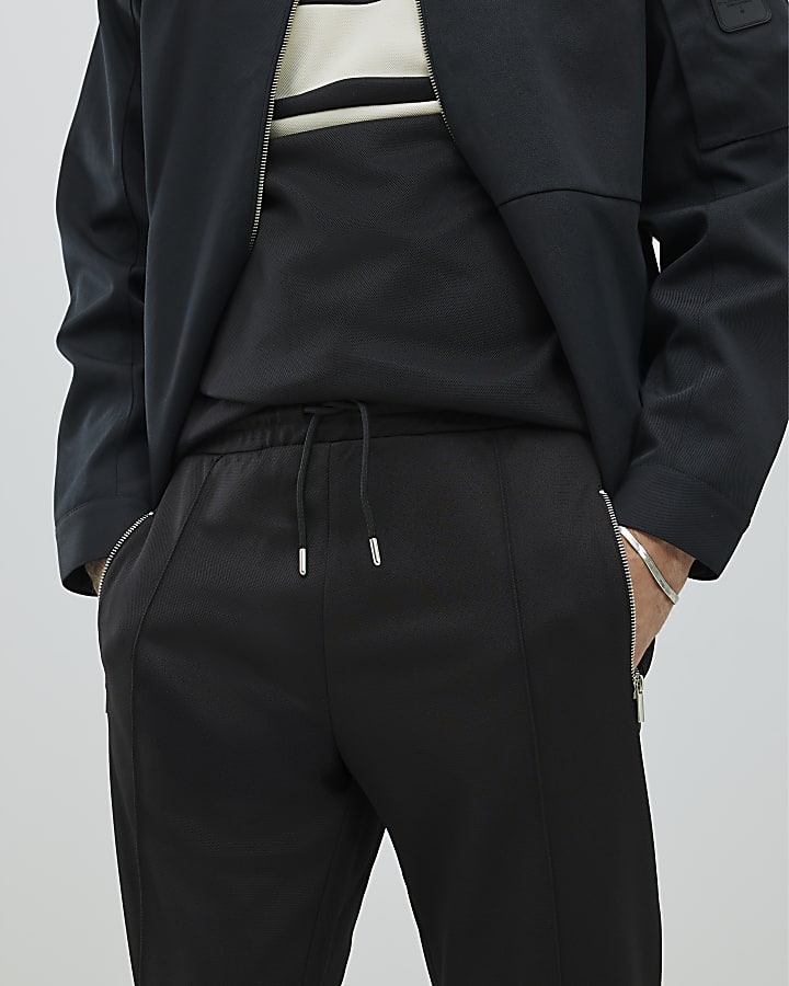 Black Slim Fit Pique Joggers