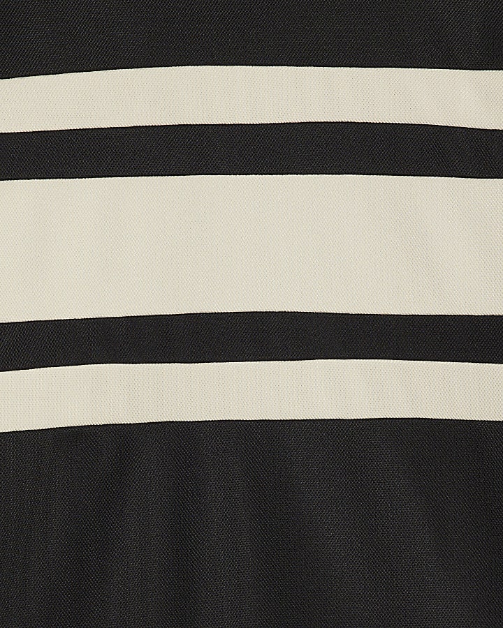 Black Slim Fit Pique Colour Block T-Shirt