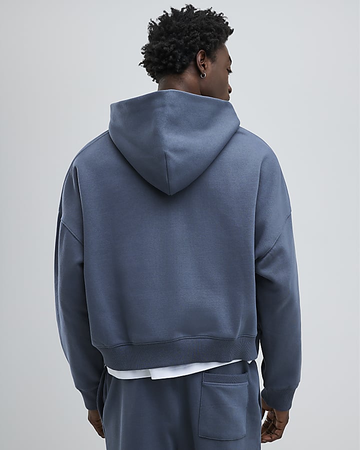 Grey Oversized Fit Luminis Zip Through Hoodie