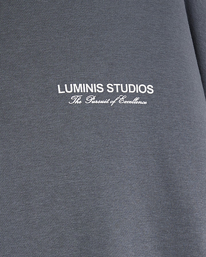 Grey Oversized Fit Luminis Zip Through Hoodie