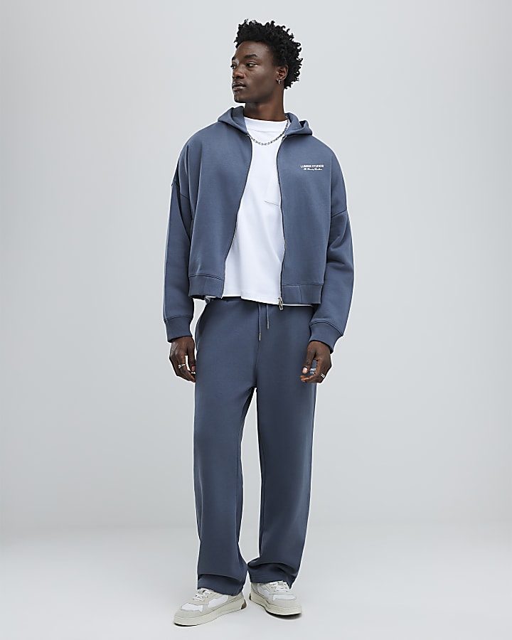 Grey Oversized Fit Luminis Zip Through Hoodie