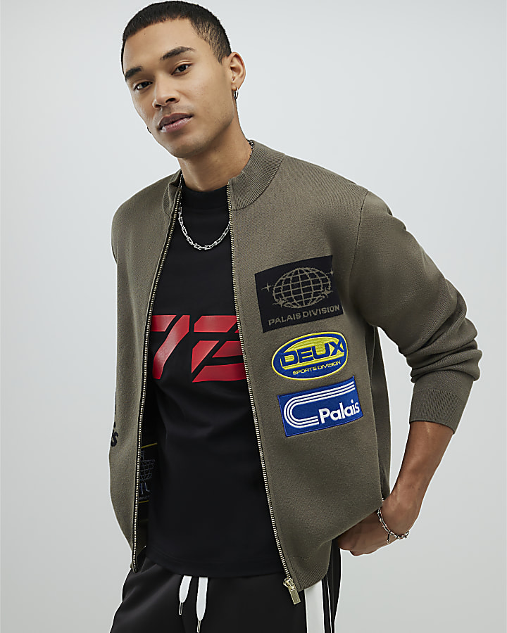 Khaki Motorsport Knitted Cardigan