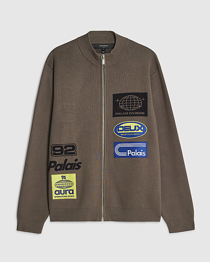 Khaki Motorsport Knitted Cardigan