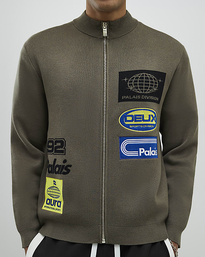Khaki Motorsport Knitted Cardigan