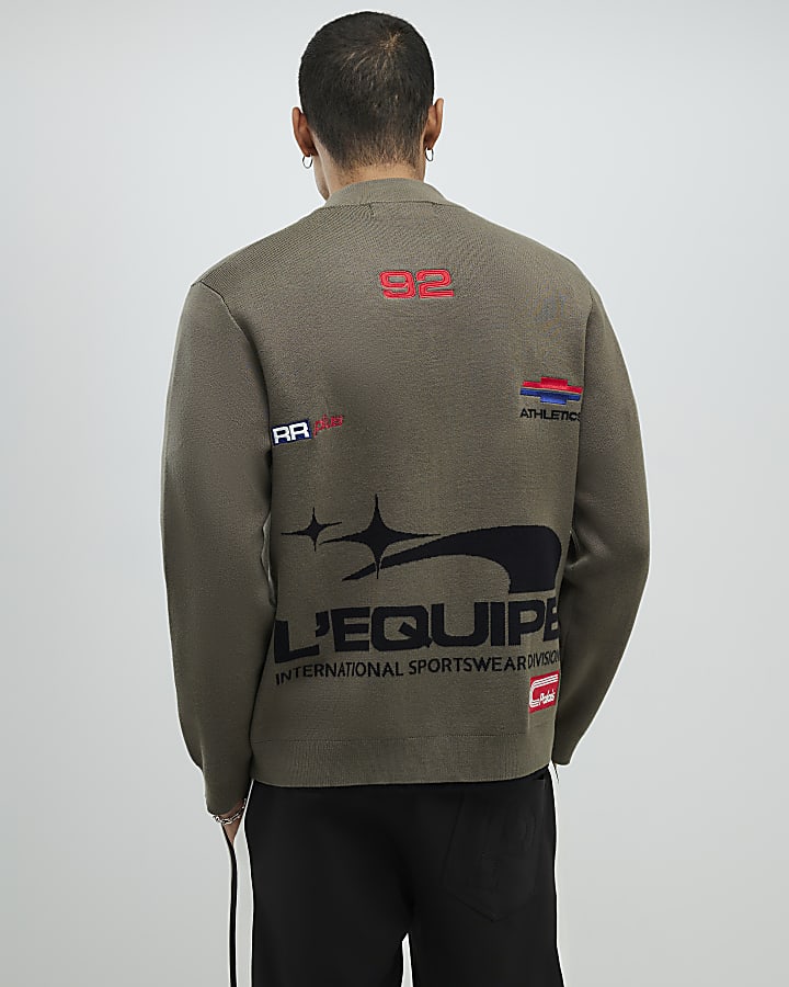 Khaki Motorsport Knitted Cardigan