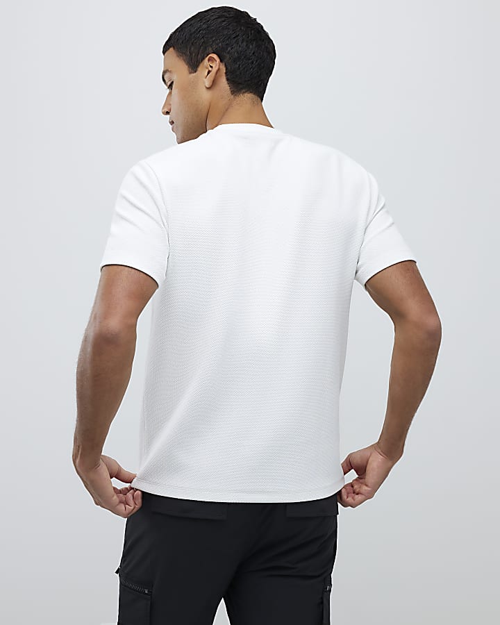 White Slim Fit Textured Ame Saint T-Shirt