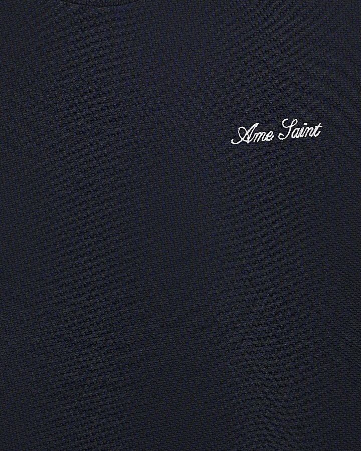 Navy Short sleeve Slim Ame Saint T-Shirt