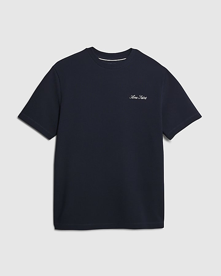 Navy Short sleeve Slim Ame Saint T-Shirt