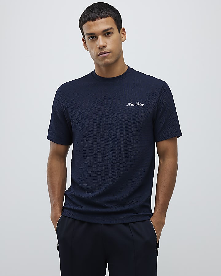 Navy Short sleeve Slim Ame Saint T-Shirt