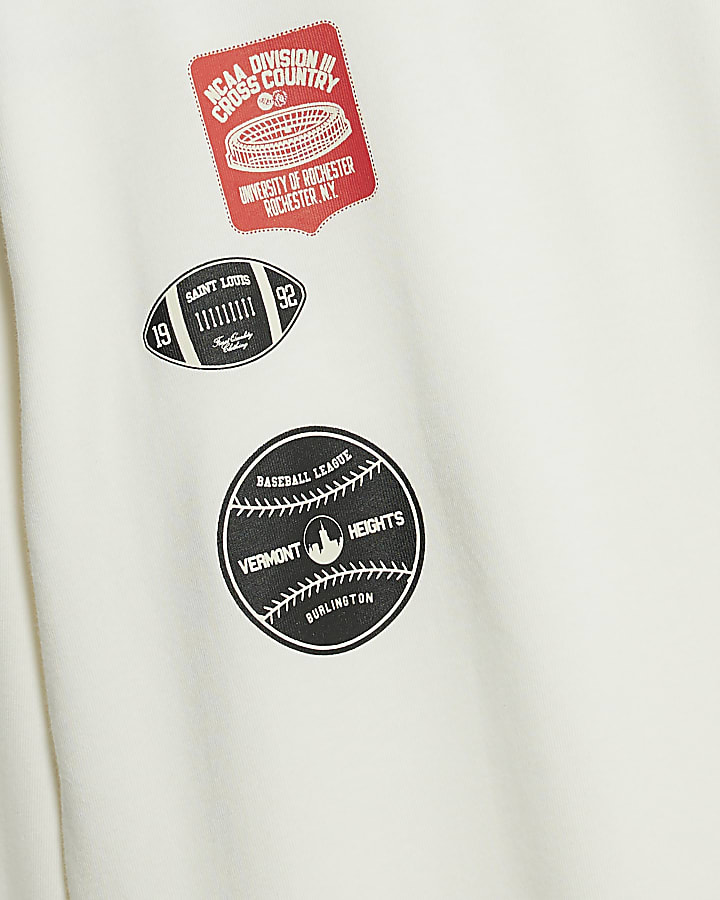White Boxy Fit Americana Badge T-Shirt