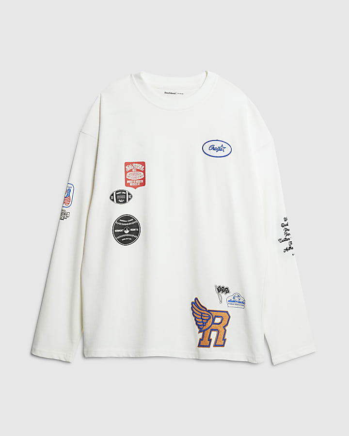 White Boxy Fit Americana Badge T-Shirt