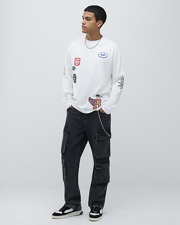 White Boxy Fit Americana Badge T-Shirt