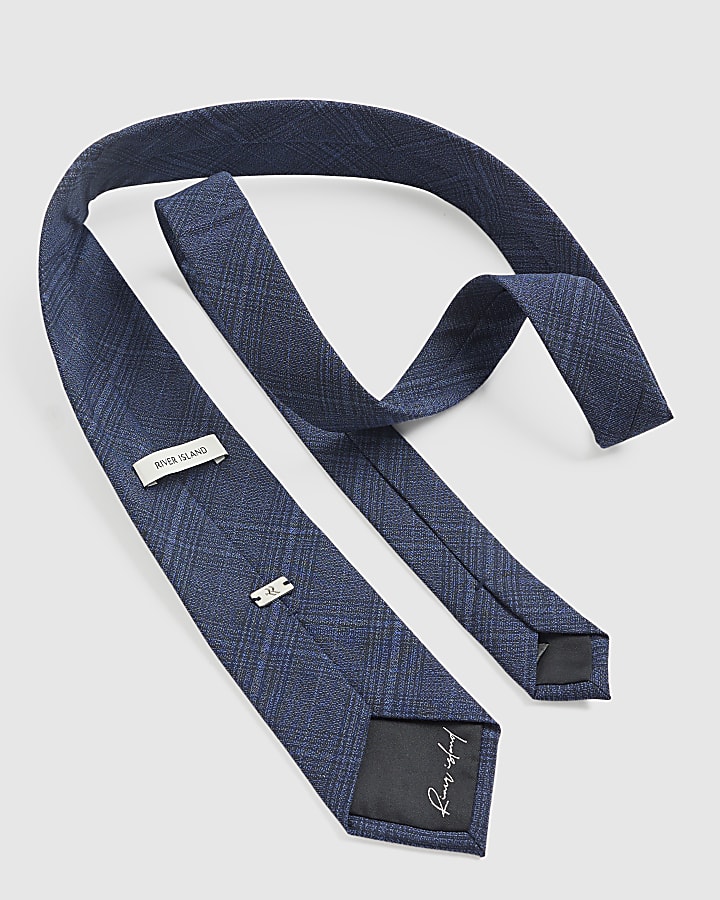 Navy Check Tie
