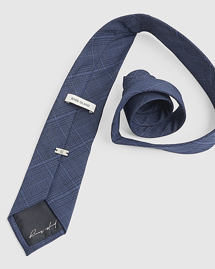 Navy Check Tie