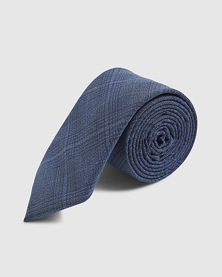 Navy Check Tie
