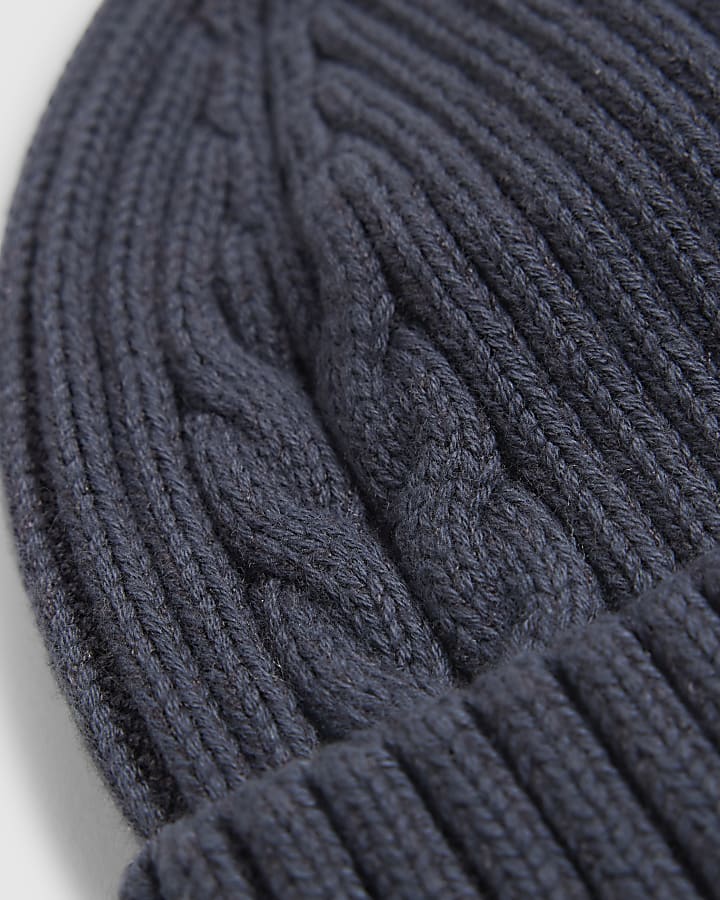 Grey Cable Knit Beanie