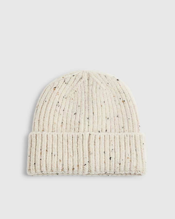 Beige Embroidered Beanie