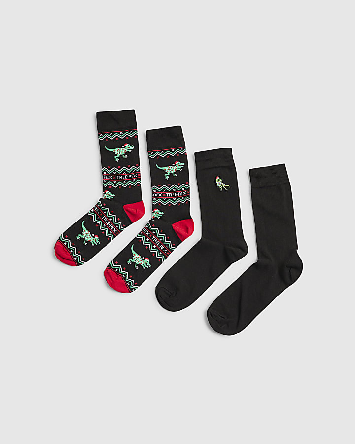 Black Christmas TreeRex Pack Of 2 Socks
