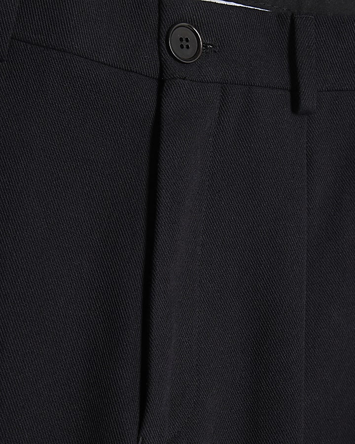 Black Twill Wide Leg Trousers