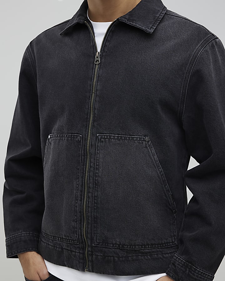 Black Regular Fit Denim Jacket