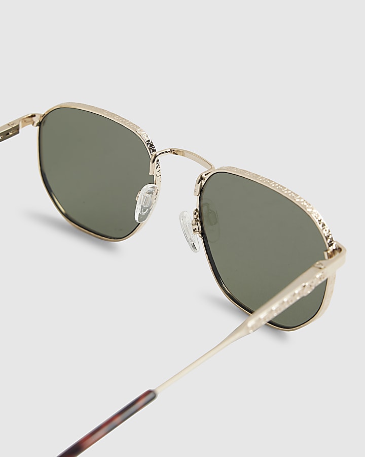 Gold Monogram Hexagon Smoke Lens Sunglasses