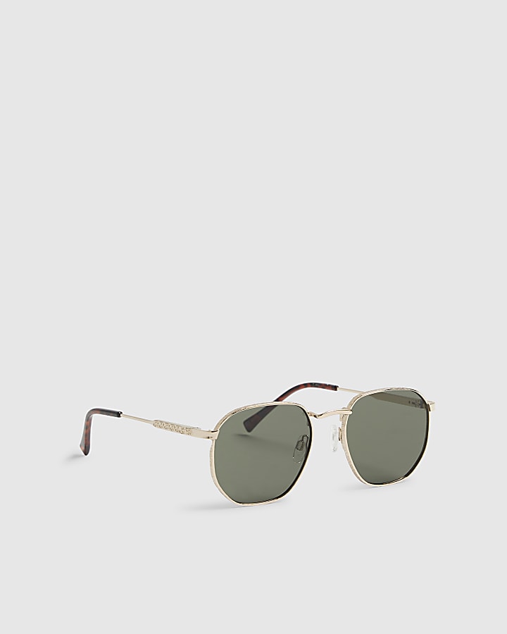 Gold Monogram Hexagon Smoke Lens Sunglasses