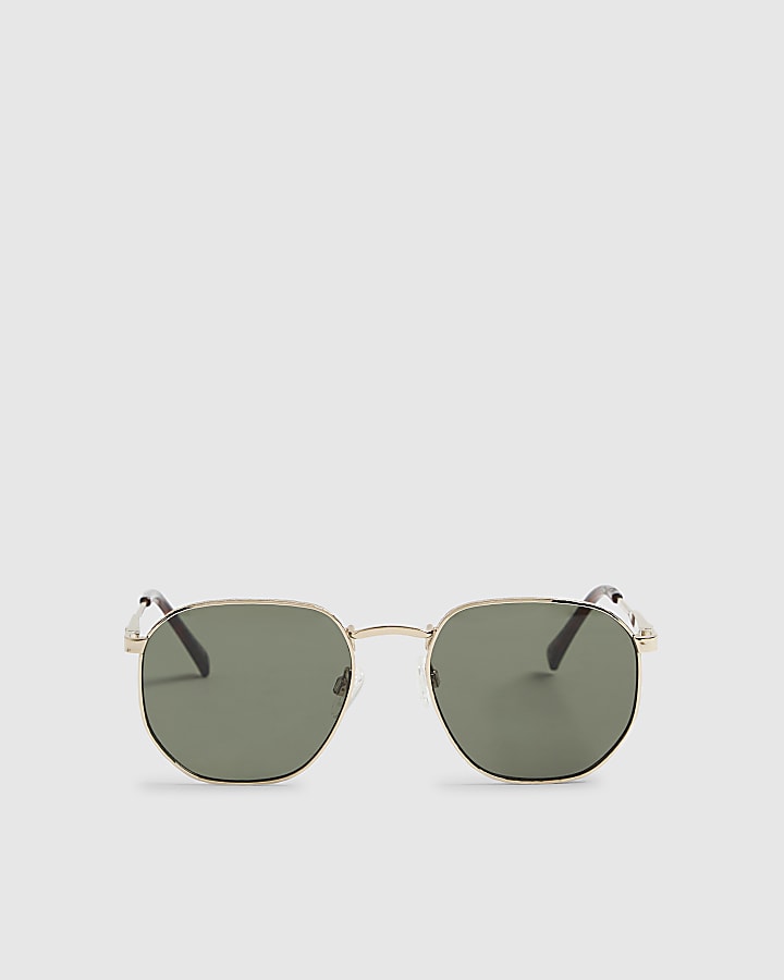 Gold Monogram Hexagon Smoke Lens Sunglasses
