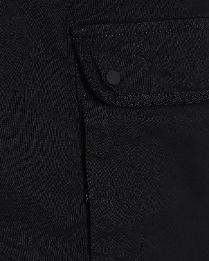 Black Regular Fit Cargo Trousers