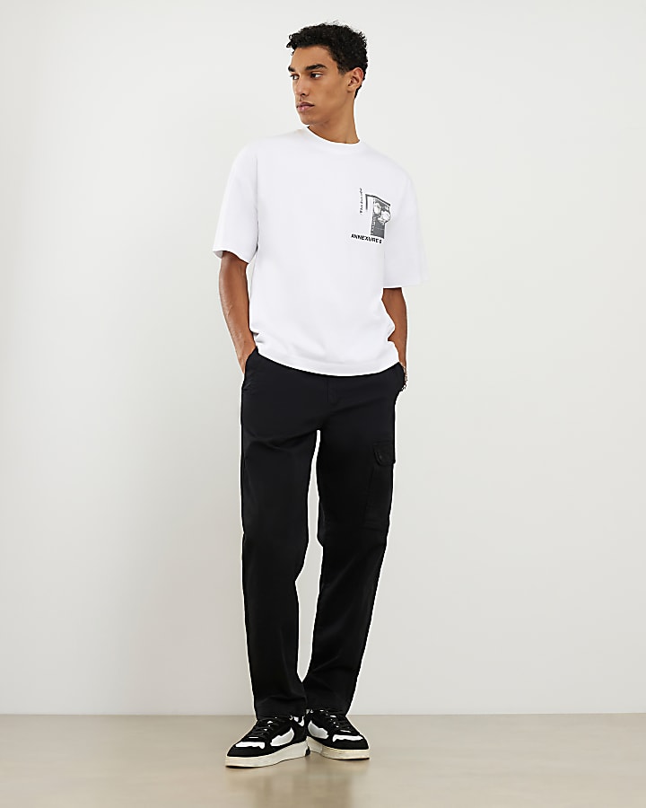 Black Regular Fit Cargo Trousers