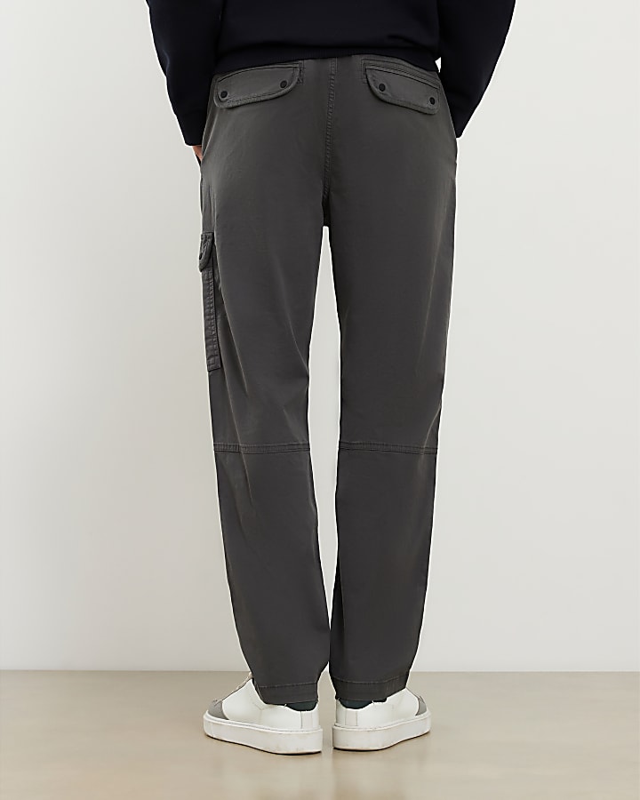 Grey Regular Fit Cargo Trousers
