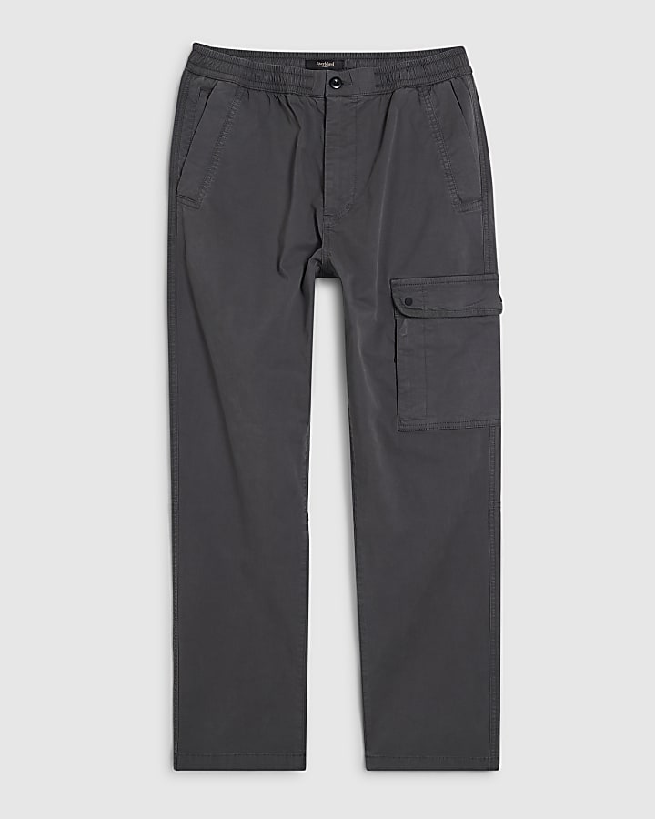 Grey Regular Fit Stretch Cargo Trousers