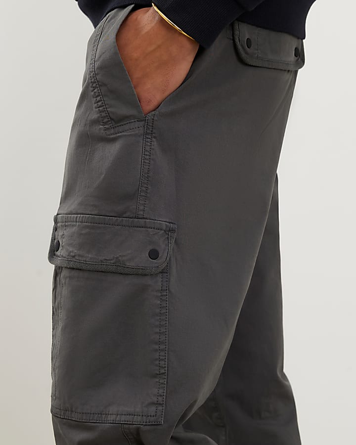 Grey Regular Fit Cargo Trousers