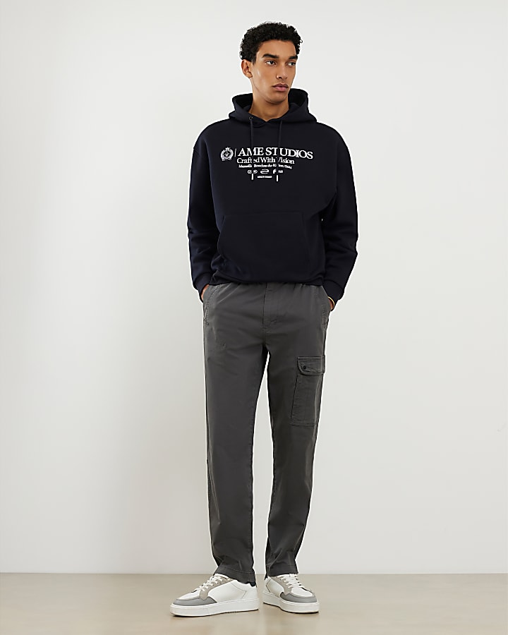 Grey Regular Fit Cargo Trousers