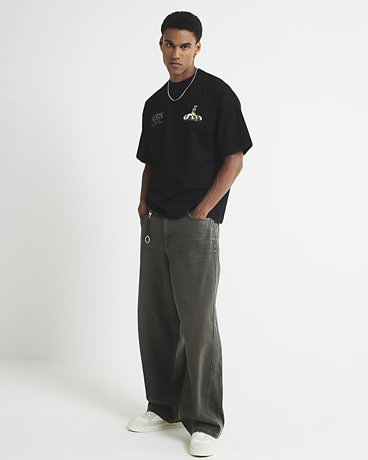 Black Oversized Fit Austin Car T-Shirt