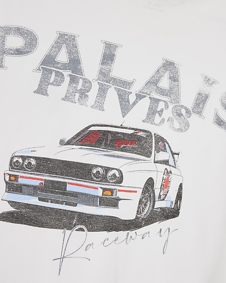 White Oversized Fit Palais Rally Car T-Shirt