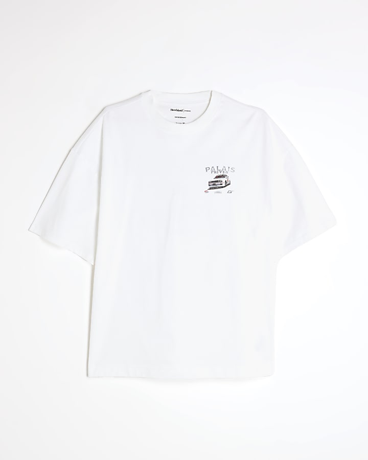 White Oversized Fit Palais Rally Car T-Shirt
