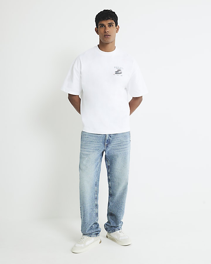 White Oversized Fit Palais Rally Car T-Shirt