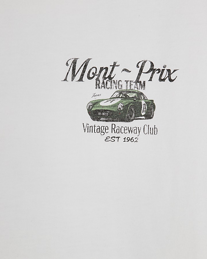 White Oversized fit Vintage Car T-Shirt