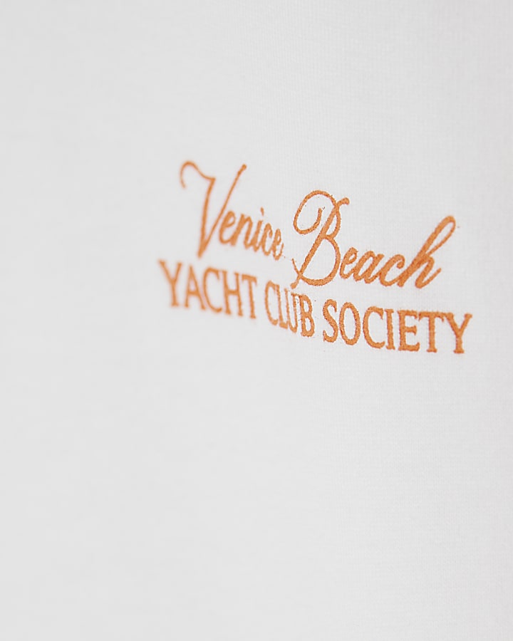 White Oversized Fit Yacht Club Car T-Shirt