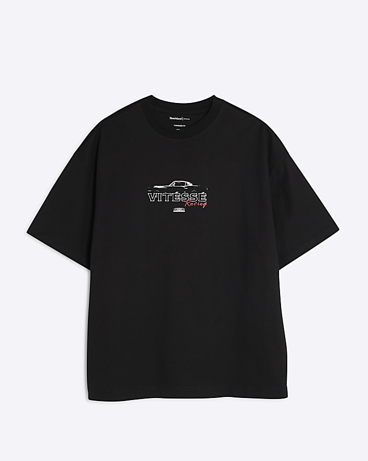 Black Oversized Fit Vitesse Racing T-Shirt
