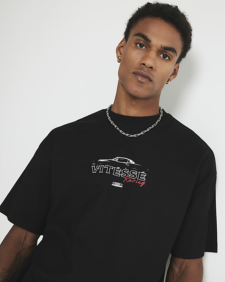Black Oversized Fit Vitesse Racing T-Shirt