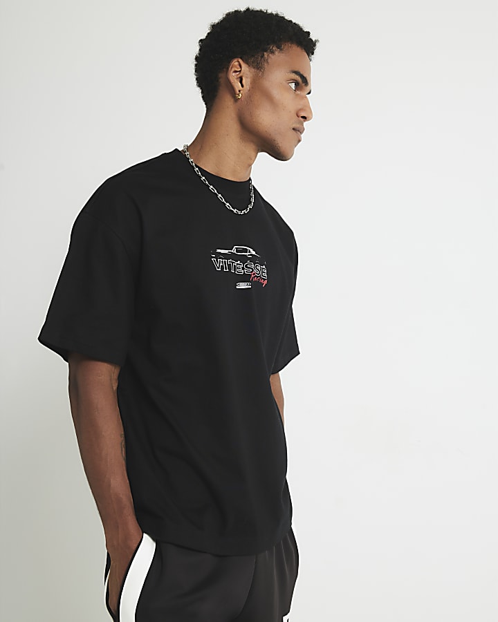 Black Oversized Fit Vitesse Racing T-Shirt