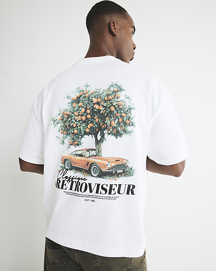 White Retroviseur Orange Tree Car T-Shirt