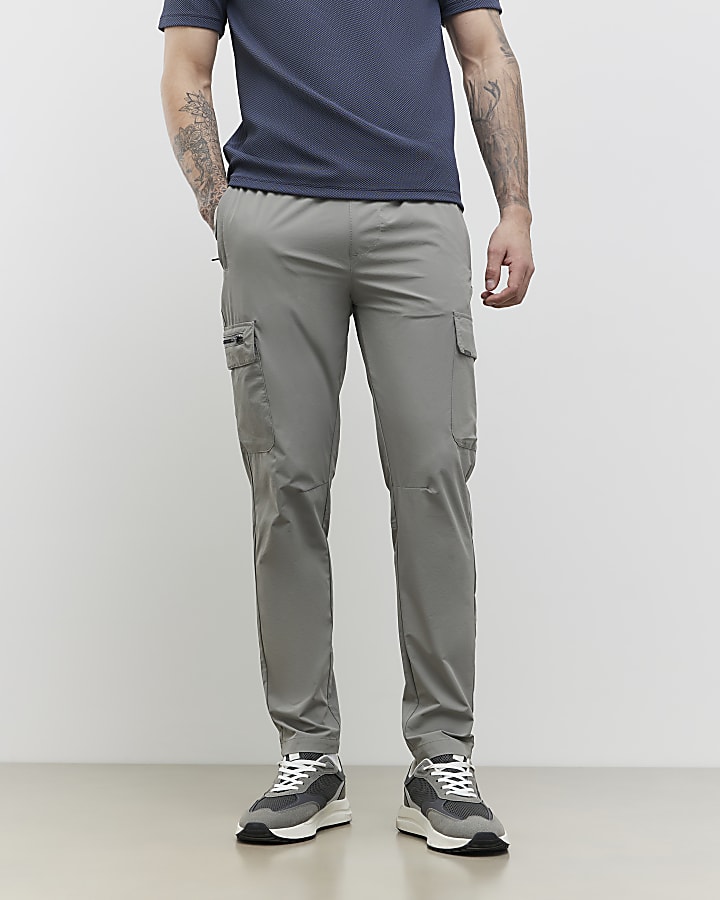 Grey Skinny Fit Cargo Trousers